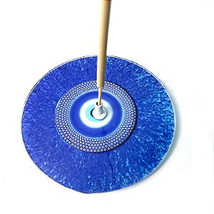 Incensário de Vidro Redondo - Mandala Azul Escuro