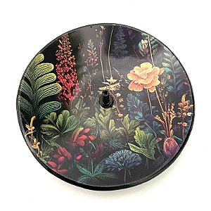 Incensário de Vidro Redondo - Floral Preto 9 cm