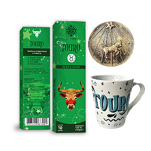 Kit Signo Touro - 1 Caneca, + 1 Incensário, + 1 Incenso