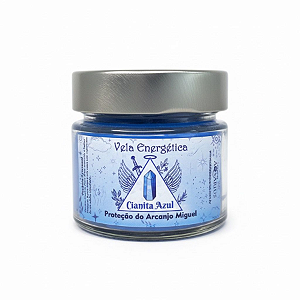 Vela Artesanal Energética com Cianita Azul - Arcanjo Miguel