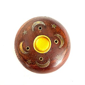 Porta Vela / Incensário em Madeira - Marrom