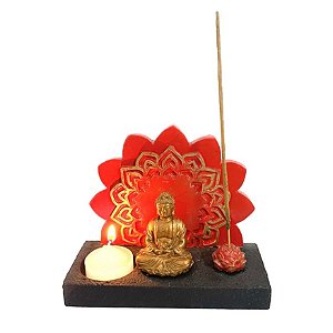 Porta Vela Buda Mandala - Vermelho