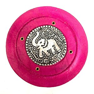 Incensário Redondo de Madeira - Rosa