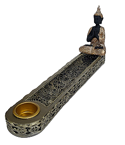 Incensário de Resina Buda Escuro com Brilho