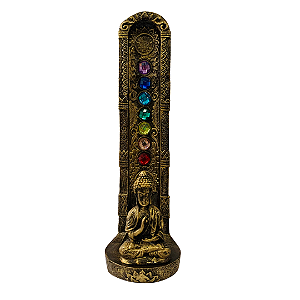 Incensário Vareta Buda 7 Chakras Dourado Vertical