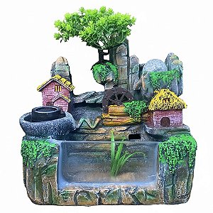 Fonte de Água em Resina Paisagem Frente em Vidro - G