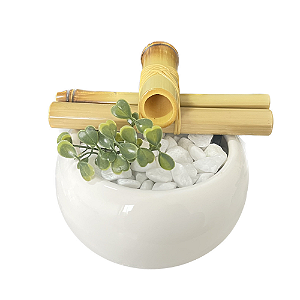Fonte de Água em Cerâmica com Bamboo P - Redonda