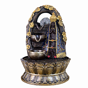 Fonte de Água Musical em Resina Nossa Senhora Arco Florido 3 Quedas M - 32703