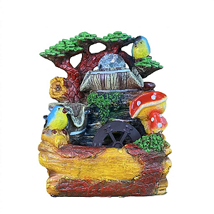 Fonte de Água em Resina Pássaros Azuis M - 26084