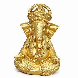 Estátua em Resina Ganesha Dourada 10cm