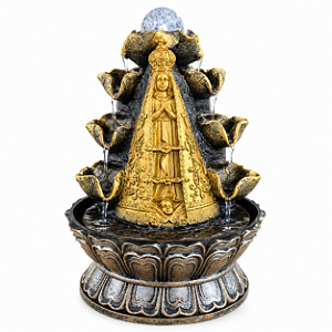 Fonte de Água Resina Nossa Senhora Aparecida Dourada M - 36199