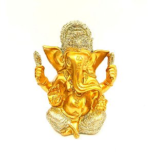 Estátua Resina Ganesha com Brilho 11 cm