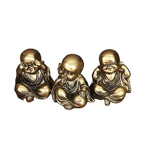Estátua Trio de Budas Dourados
