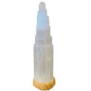 Luminária Selenita Pedra Natural 40cm