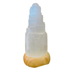 Luminária Selenita Pedra Natural 20cm
