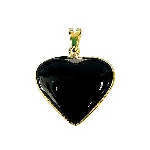 Pedra Obsidiana Pingente Coração Com Coroa