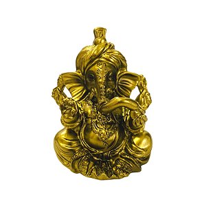 Estátua de Resina Ganesha Dourado com Turbante 7cm