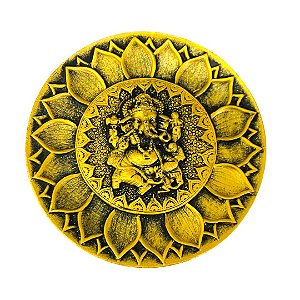 Incensário Ganesha Redondo em Resina - Dourado **