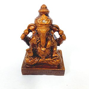 Estátua Resina Ganesha Com Cristal - 7 cm