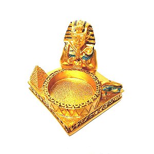 Porta Vela/Incensário em Resina Tutancâmon Dourado 8cm