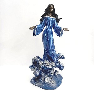 Estátua Resina Orixás - Iemanjá Azul com 25cm