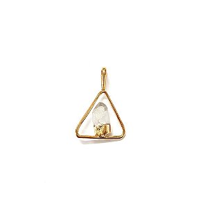 Pingente Cristal Transparente -Triangulo Dourado