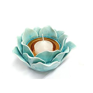 Incensário Turibulo de Porcelana Flor de Lótus Azul 6*11