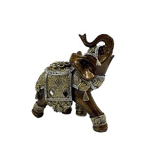Estátua Elefante em Resina Dourado - 13 Cm