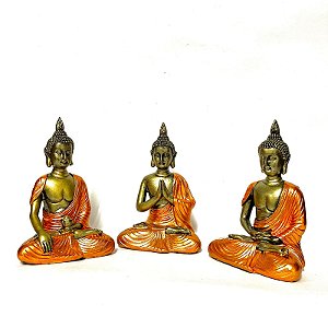 Estátua de Resina Trio de Budas - 12cm