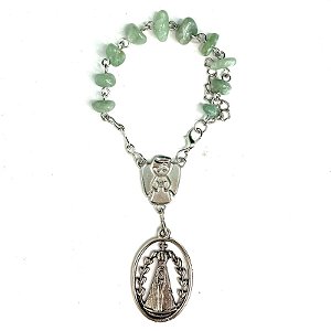 Mini Terço em Pedra Natural Modelos Variados - Quartzo Verde