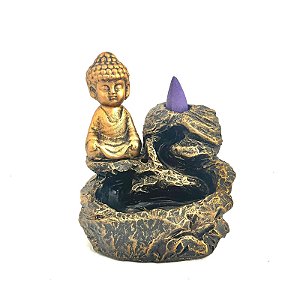 Incensário Cascata Dourado - Buda