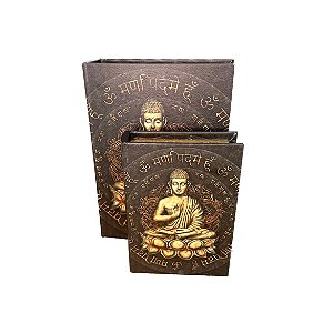 Caixa Decorativa em Madeira Formato de Livro - Buda 4
