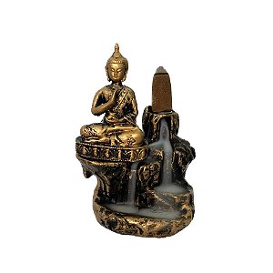 Incensário Cascata Dourado - Buda Tibetano