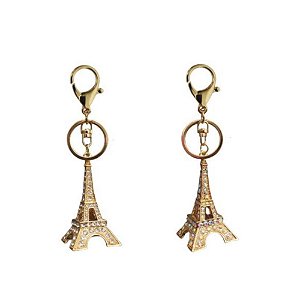 Chaveiro em Metal Dourado - Torre Eiffel