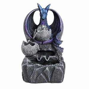 Fonte de Água em Resina Dragão Cinza - 35 cm