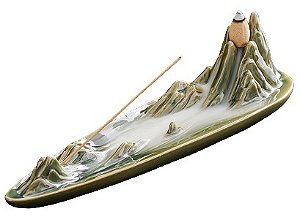 Incensário Cascata Porcelana Montanha - Verde