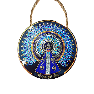 Enfeite de Parede em Porcelana - Mandala Nossa Senhora Rogai por Nós