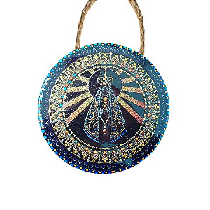 Enfeite de Parede em Porcelana - Mandala Nossa Senhora Preto