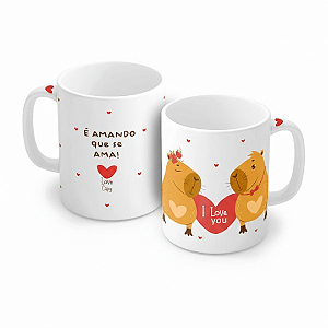 Caneca Porcelana 320 ml - Capivaras  É Amando que se ama