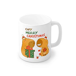 Caneca Porcelana Capivara - Merry Chistimas