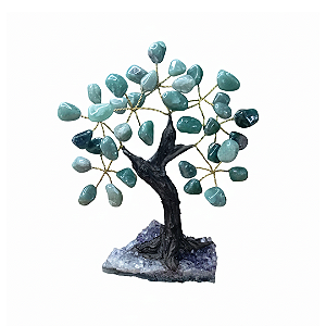 Árvore Pedra Quartzo Verde 7 Galhos - 15cm
