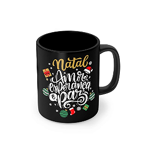 Caneca Porcelana 320 ml - Natal Amor Esperança e Paz p