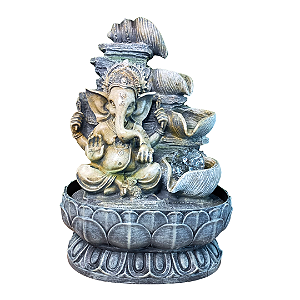 Fonte de Água em Resina Ganesha Cinza - G