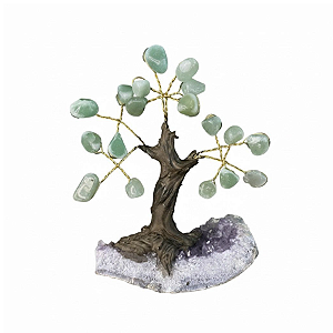 Árvore Pedra Quartzo Verde 6 Galhos 10 cm