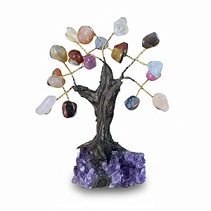 Árvore Pedra Agáta Mista 6 Galhos 10 cm