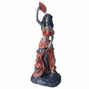 Estátua Resina Orixás - Cigana 7 Saias Vermelha com 25cm