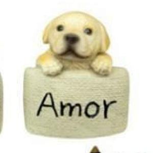 Enfeite Resina Cachorro Palavra Amor com 11cm