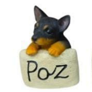 Enfeite Resina Cachorro Palavra Paz com 11cm