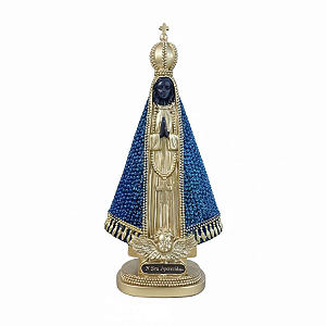 Estátua Nossa Senhora Aparecida em Resina Dourada 23cm