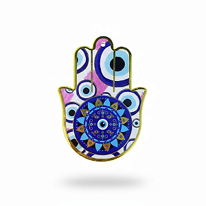 Enfeite de Parede Proteção Mão Hansá e Olho Grego Porcelana 12